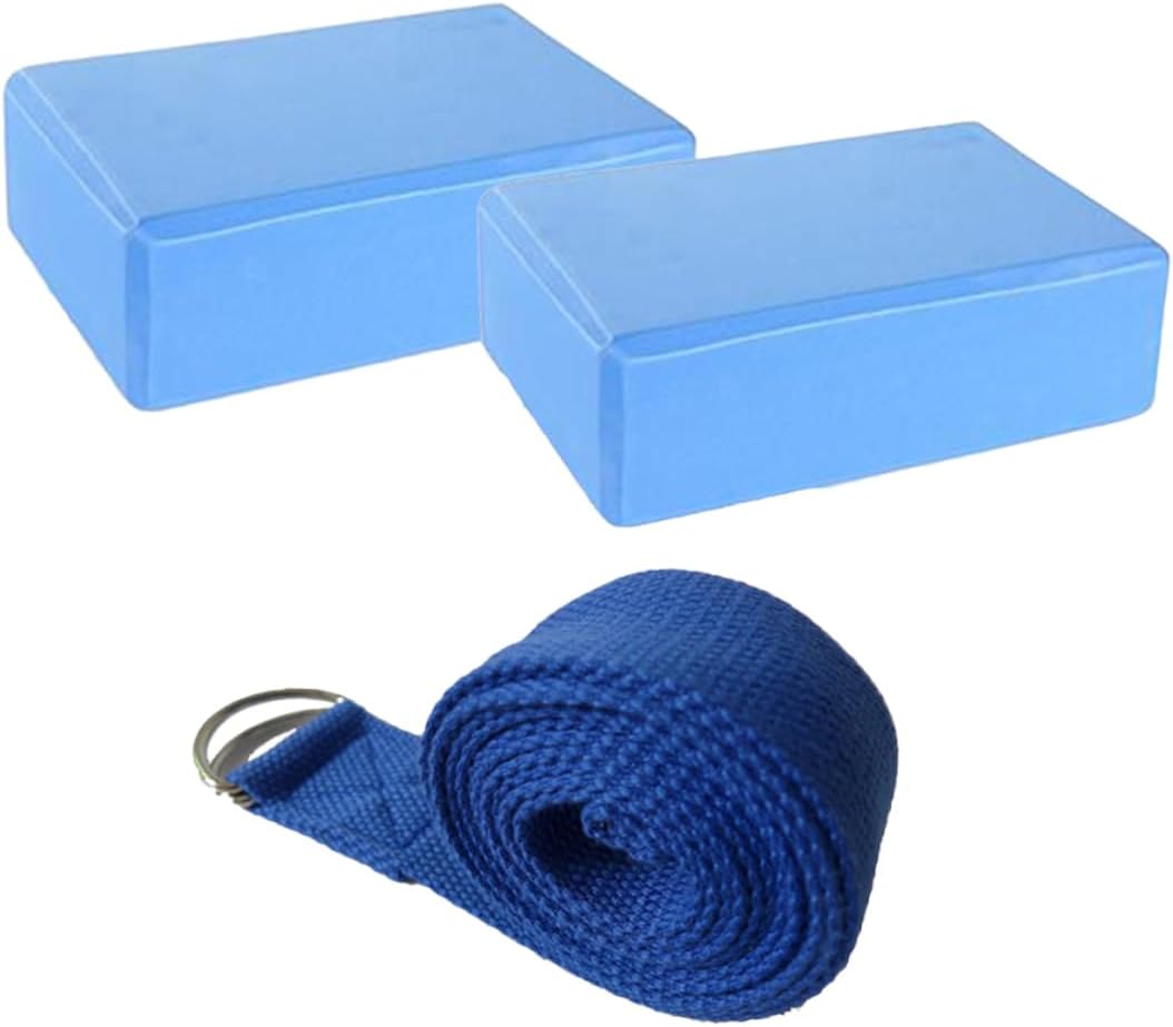 Yoga Blocks and Strap Set Eva High Density Gym Accessory for Home Workout Dark