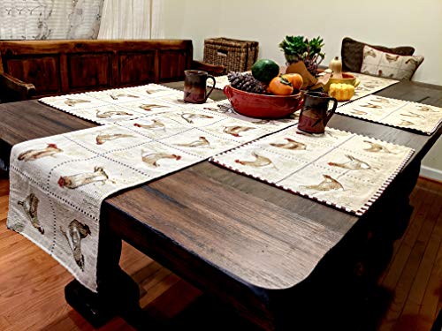 Tache Farmhouse Rooster Table Runner 90 Inches Long Country Hens Chickens Antique Vintage Traditional Home Decorative Woven Tapestry Long Kitchen Dining Table Runners, 13X90 #TOP4
