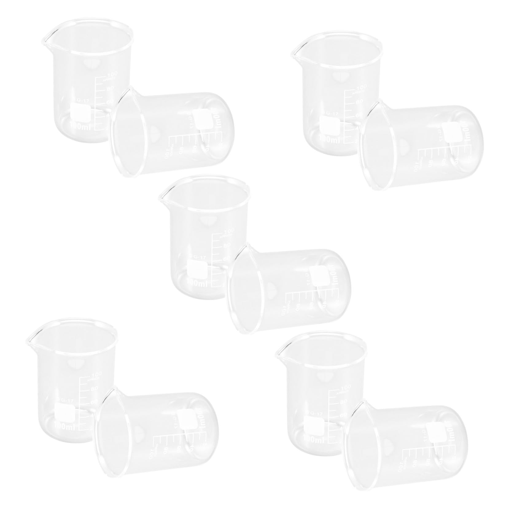 CALLARON 10 Stück Messbecher aus Transparentem Glas 100 Ml Flüssigkeitsmessbecher mit Skala Kompakt und Leicht Geeignet für Labor und Präzises Abmessen