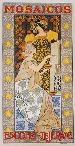 mosaicos Barcelona Sevilla Madrid clásico Póster Repro