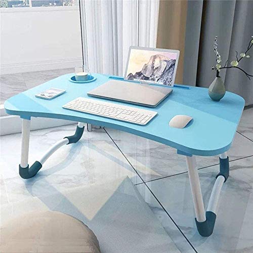 GROSSē Mesa de cama para ordenador portátil, mesa de regazo para cama y sofá, bandeja de desayuno, bandeja de café, plegable, soporte de lectura para sofá, suelo infantil (60 x 40 cm) (azul)