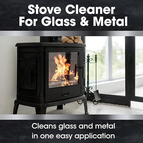 Furniture Clinic Stove Glass & Metal Cleaner - For Log Burner and Fireplace Glass Doors - Removes Soot, Dirt & Ash - Instant Results - 500ml / 17oz