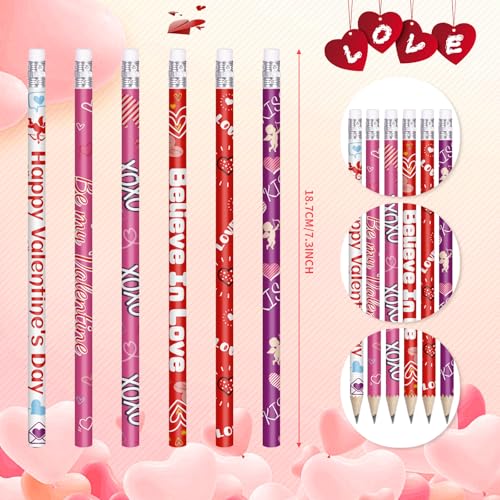 Lápices para San Valentín pack x24 con borrador miniatura 2