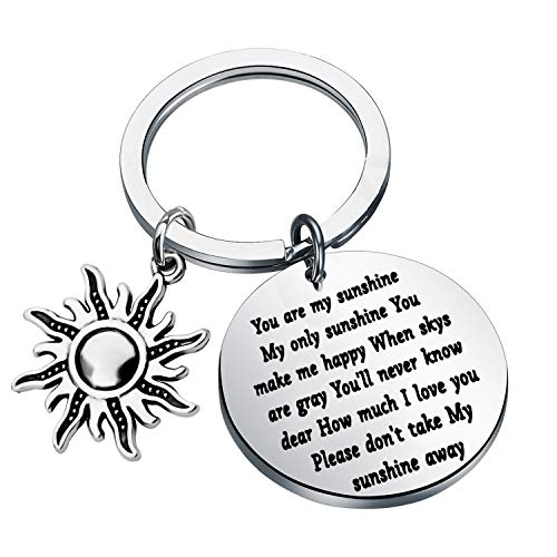 bobauna Sunshine My Only Sunshine Keychain Inspirational Jewelry Sunshine Saying Gift For Couple Friend Family (only sunshine keychain)