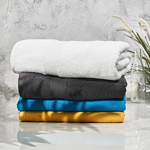Harringdons Bath Towels set of 3. Soft, Luxurious and Absorbent, like Egyptian cotton, with Combed Cotton Pile, LARGE 70x142 cm. White.640 GSM. No Fluff.