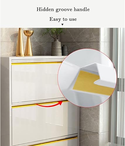 Miniatura 6 de ZAJ Zapatero estrecho zapatero de pie libre cubo organizador de zapatos con 3 cajones abatibles ultrafino moderno almacenamiento de zapatos de metal