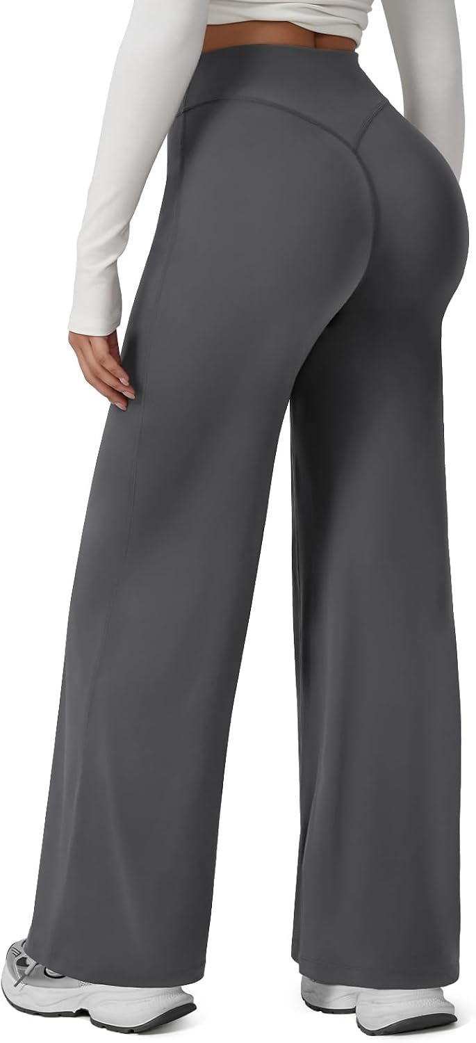 Straight Leg Leggings Women, Butt Lifting High Waisted Wide Leg Yoga Pants, No Front Seam Workout Gym Lounge Pants