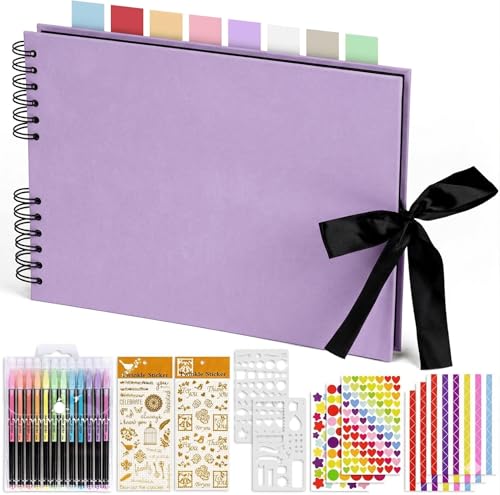 KASZOO Fotoalbum, Fotoalbum zum Selbstgestalten, DIY Fotobuch 80 Seiten, Kann als Abschluss Geschenk, Geburtstagsgeschenk, Hochzeitstagsgeschenk, Valentinstagsgeschenk und mehr verwendet werden, lila