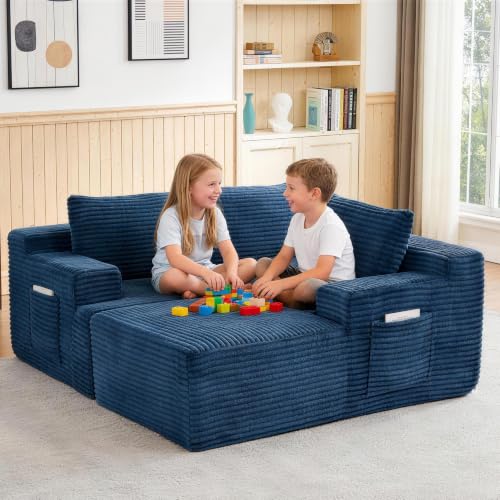 Image of Boneless Couch, Modular Sectional Couches for Living Room, U-Shaped Cloud Couch Sofa with Deep Seat, Fluffy Corduroy Upholstered Corner Sofa