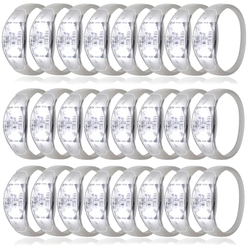 Dhseinat 100 Pcs LED Bracelets Sound Activated with Flashing LED Strobe Music Control Light Up Bracelets for Rave Game Prizes Birthday Party Favor Valentines Day gift (White)