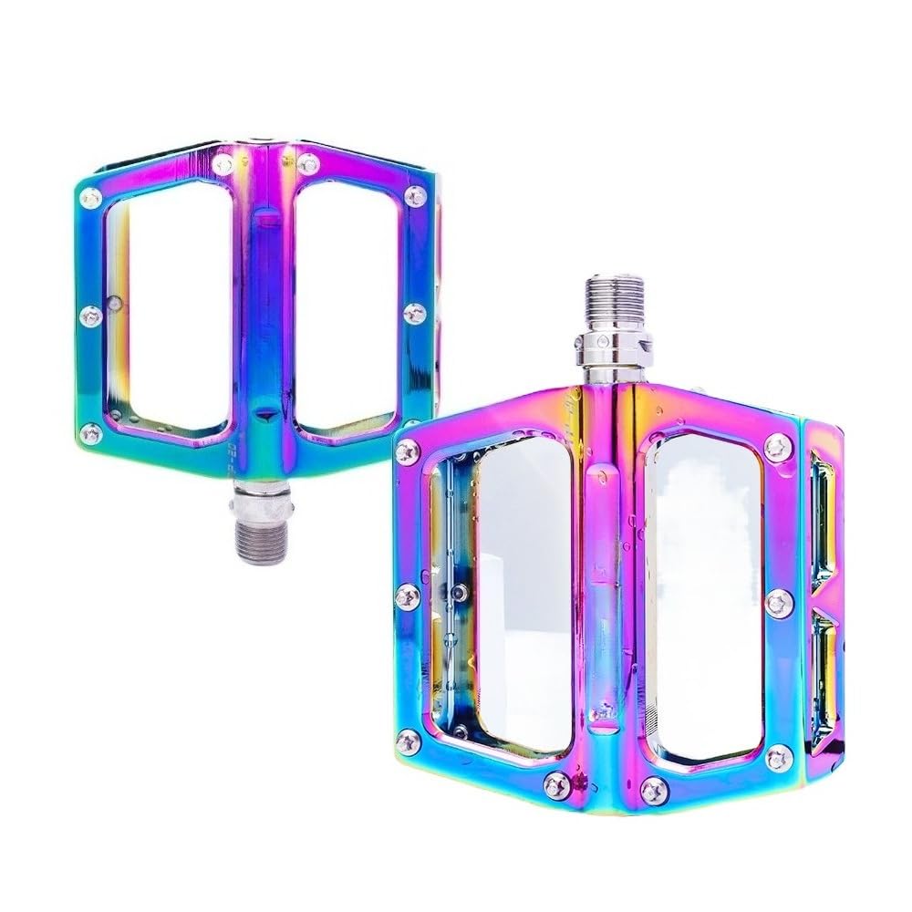 Oil Slick Mountain Bicycle Pedals Mtb Platcompatible Withm Aluminum Road Bike Pedals Bearing Anti-Silp Bmx Folding Bike Pedals Bicycle Parts - Rainbow