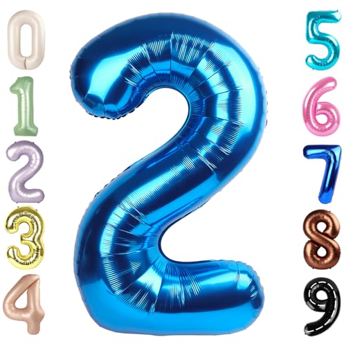 Image of 2 Balloon Numbers Birthday Decorations, 40In Dark Blue Balloons for Party | Eye-catching Appearance, Perfect Decorative Centerpieces, Convenient Self-sealing Structure, Widely for Various Occasions