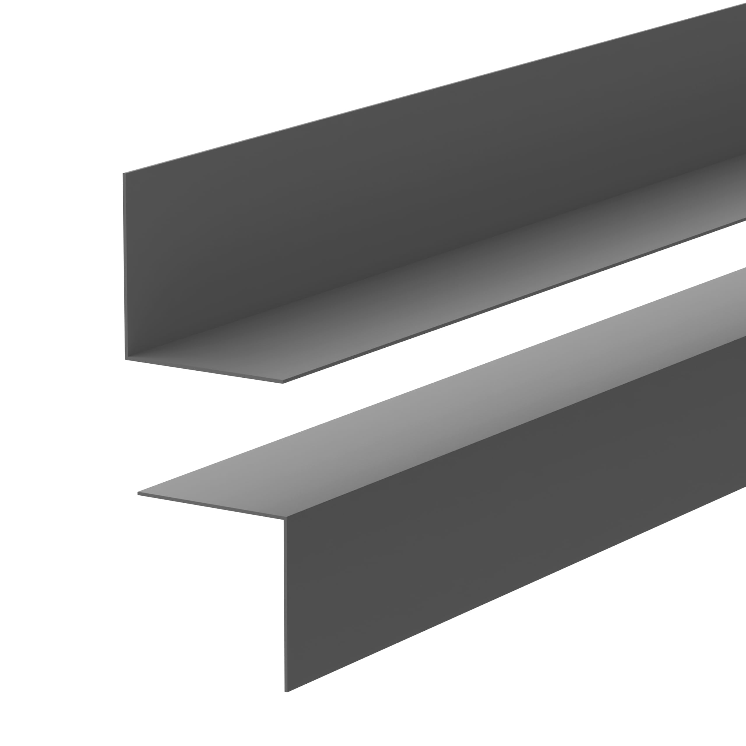 Quest Sockelleiste 15x15 mm Hart-PVC - Fußleiste, Bodenleiste - Minimalistisches Design, Feuchtigkeits- & UV-beständig, L-Form, einfache Montage ohne Bohren - 200 cm, Dunkelgrau