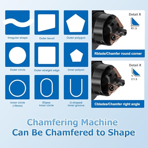 Mini Pneumatische Anfasmaschine 45° Pneumatisches Anfaswerkzeug Handheld Mini Pneumatische Fasenmaschine Luft-Anfaswerkzeug für Metall Holz Abschrägen Entgraten Trimmen (C&R Winkelklingen)
