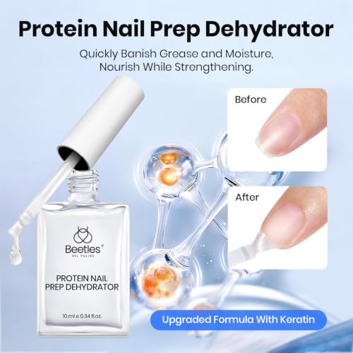 Image of Beetles Protein Nail Prep Dehydrator & Primer with Matte and Glitter Gel Top Base Coat Set, Hema-Free Acid-Free Dehydrator Bond Primer for Acrylic, Gel Nail Polish Gifts