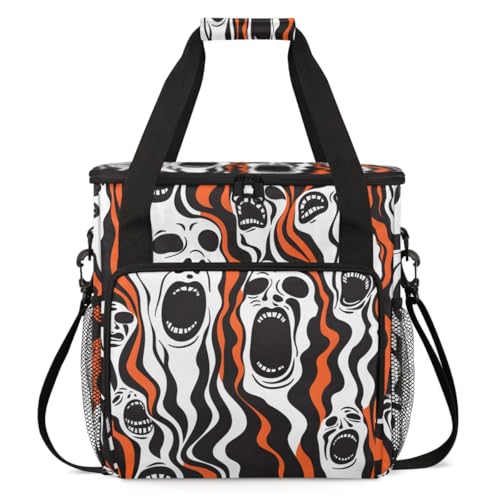 Fantastic Spooky Ghosts Coffee Maker Carrying Bag, Travel Storage Bag Compatible with K-Mini or K-Mini Plus, Single Serve Coffee Brewer Carrying Case with Multiple Pockets & Shoulder Strap
