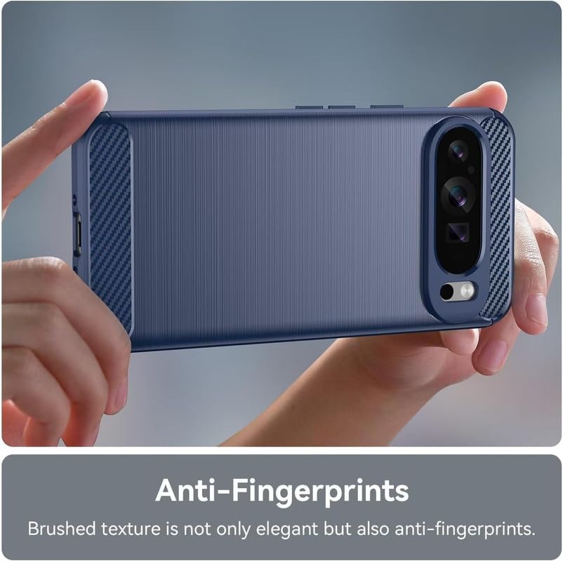 Image of NPRC Hybrid Ultra Slim Protective Case TPU Non-Slip Carbon Fiber Texture Shockproof Case Cover for Google Pixel 9 pro XL - Blue