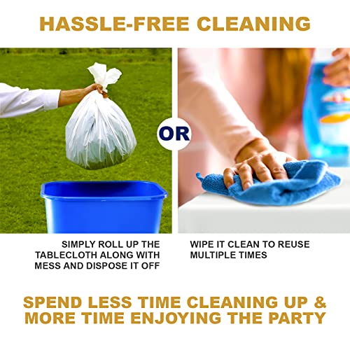 Sonluma 12 Pack 108" X 54" White Premium Disposable Plastic Tablecloth For 8Ft Long Rectangle Tables, Waterproof Covers For Indoor Or Outdoor Events & Parties #TOP2