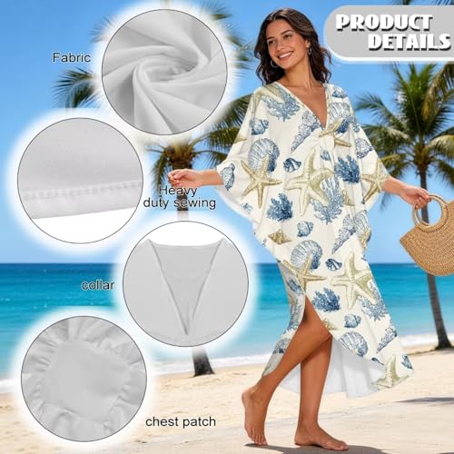 Kaftan transpirable y maxivestido de playa con protección solar sutil 6