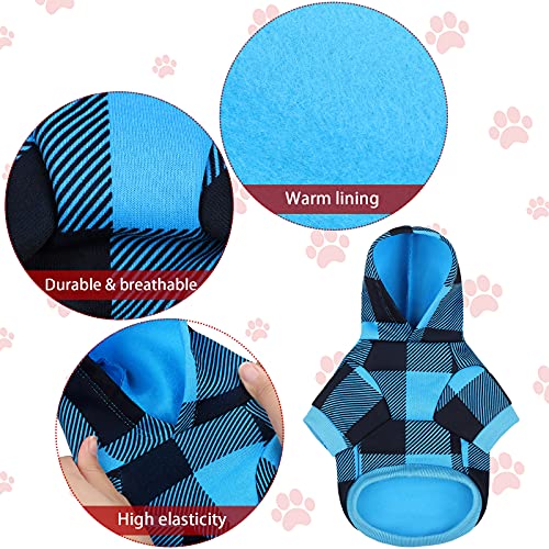 Pedgot Blue and Black Plaid Dog Hoodie Pet Clothes with Hat Pet Sweaters for Dogs Puppies Cats Clothes with Dog… - Image 4