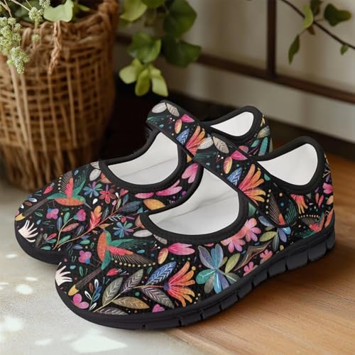 Jeiento Flower Mary Jane Shoes for Women Dressy Ballet Flats Mesh Breathable Casual Footwear Round Toe Wide Shoe2