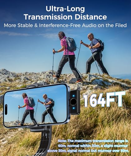 Image of Wireless Lavalier Microphone for iPhone & Android Phones, Noise Reduction & Hi-Fi Audio & 24H Duration & 50M Range, Clips-on Magnetic Lapel Mic for Video Recording /Live Stream /Vlog /Podcast /Interview