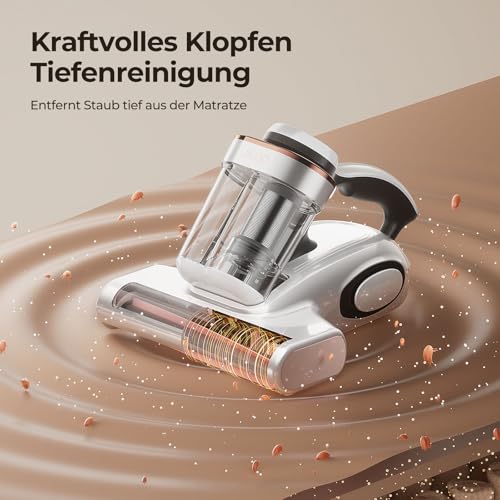 JIGOO J300 Milbensauger mit Staubmilben-Sensor und Intelligenter LED-Anzeige, 500W Milbenstaubsauger mit UV-Licht, Ultraschall, Für Allergiker, entfernt 99,9% Allergene von Matratzen, Betten und Sofas
