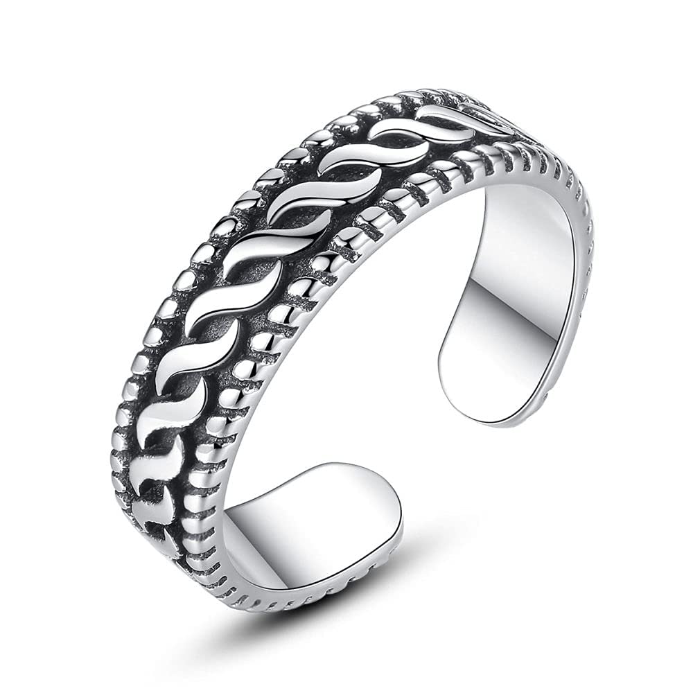Paar breiter Daumenring - Vintage -Gravur -Hanf Seilstapelbar offener Fingerring, verzweifelter fest Verstellbarer Ring, Geschenke für Frauen