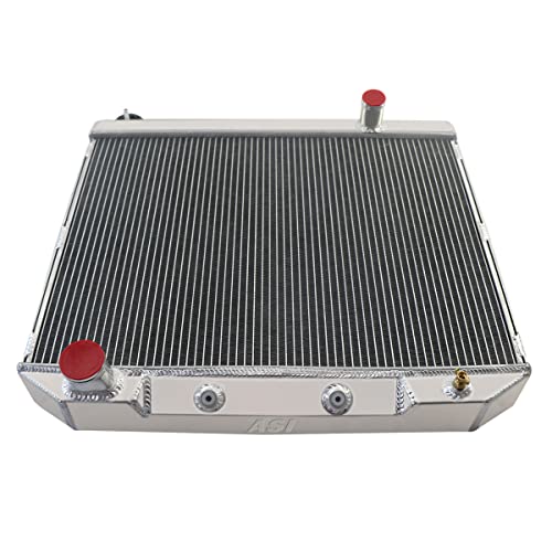 Coolingsky 4 Row Aluminum Radiator & Fan Shroud & Relay Kit Compatible For 1957-1959 Ford Mercury Fairlane Ranchero Victoria &Many V8 Cars #TOP4