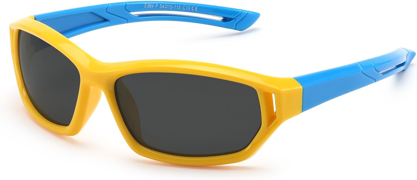 Karsaer Vision Polarized Kids Sunglasses UV400 Protection Flexible TPEE Rubber Frame Baseball Shades for Boys Girls Ages 3-12