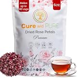 Cure Wid Pure Certified Organic Dried Rose Petals 4 oz Food-Grade Edible Rose Petals for Tea,Cocktails,Baking,Skincare & DIY - Sun-Dried,Non-GMO,Gluten & Chemical-Free Edible Flowers in Resealable Bag