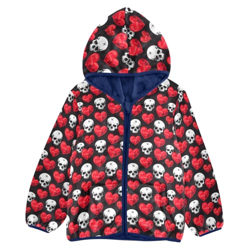 Skull Hearts Boys Fleece Coat,Children's Zip-Up Hoodie Jacket,Baby Warm Fashion Outerwear 3-10T,A113338