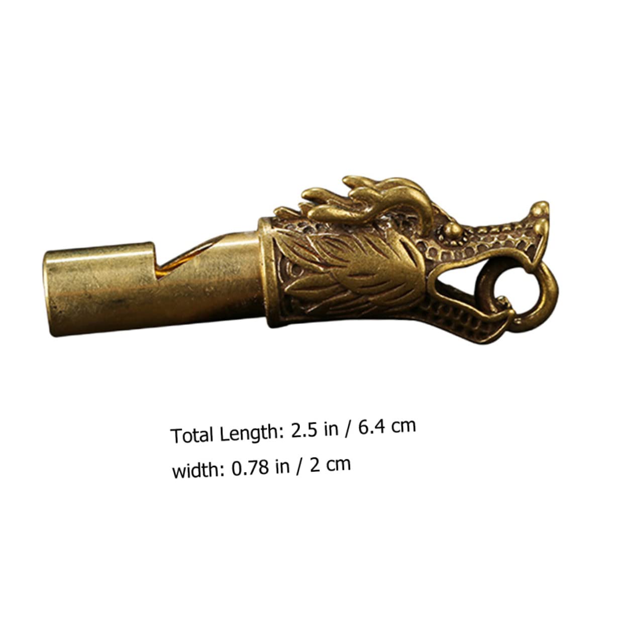 BESPORTBLE Dragon Head Shape Brass Whistle Keychain for Emergency Sports Loud Survival Whistle with Carving for Hiking Camping Referee Use