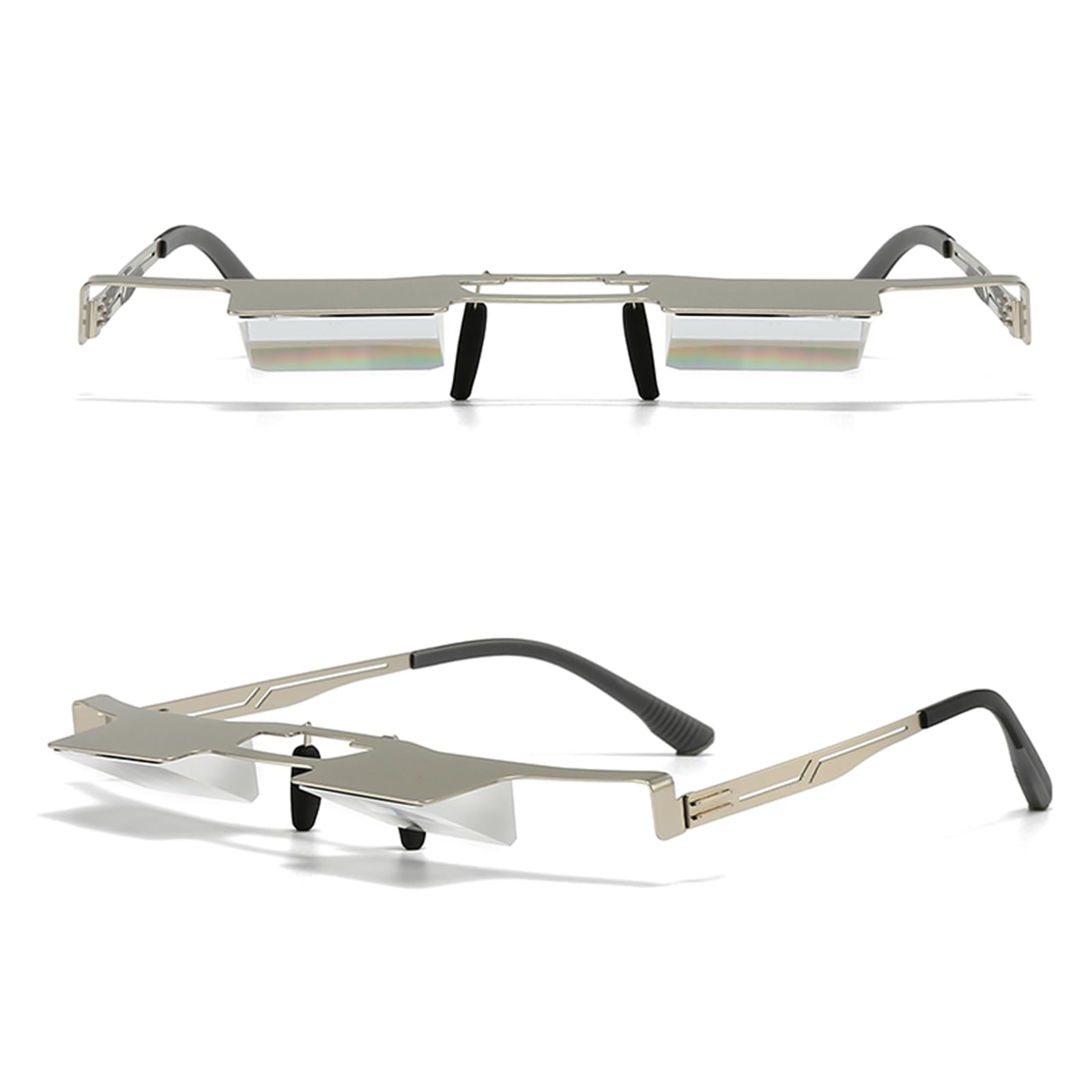 Sponsored Ad – New Upgraded Lazy Glasses - Prism Glasses for Lying Down Reading in Bed, Upside Down 90 Degree Glasses Light Metal Frame