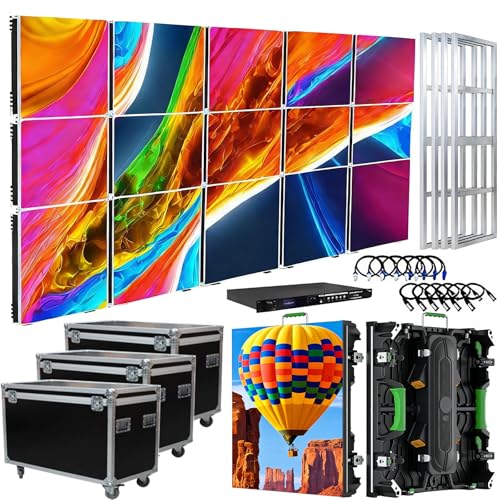 Portable LED Display Wall Panel | P2.9 P3.91 P4.81 P6 3840Hz High Refresh Rate, IP65 Waterproof Aluminum Cabinet | Includes Frame & Case for Stage Event Rental (4, P3.91, 50*50cm(1.64ft*1.64ft))