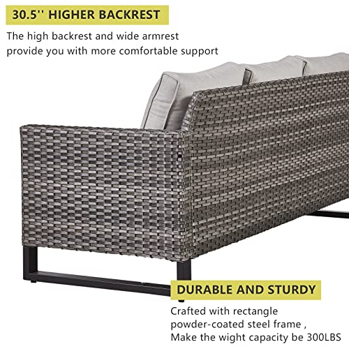 Hummuh 7 Piece Patio Furniture Set Pe Wicker Outdoor Sectional Sofa,High Back Patio Swivel Rocking Chairs With Ottomans Coffee Table For Porch,Garden,Backyard #TOP7