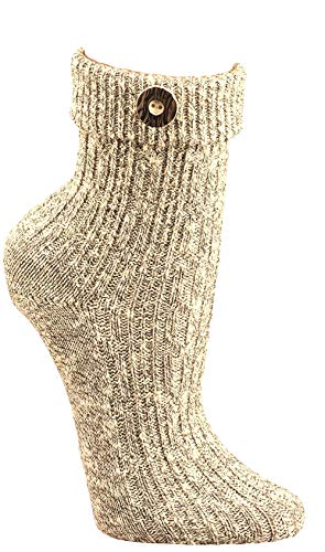 krautwear Herren Damen Trachtenstrümpfe Trachten Umschlag-Söckchen Socken mit Wolle Natur Beige Creme Handgekettelt Oktoberfest Karneval (nat-39-42) Cover