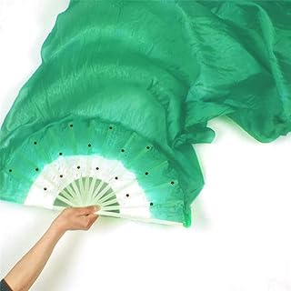 Fiesta Danza del Vientre Profesional Reutilizable Portátil Traje Etapa Accesorios Colorido Velo Largo Seda Ventilador Verde Talla Única