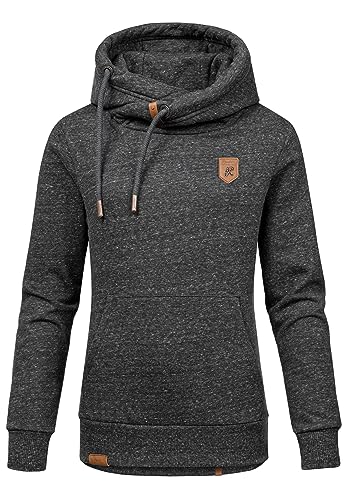 REPUBLIX Damen Kapuzenpullover Sweatjacke Pullover Hoodie Sweatshirt RD-014 Schwarz XL