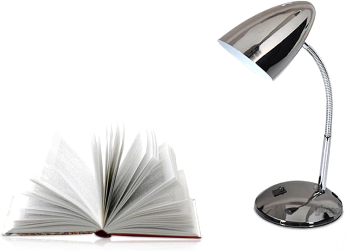 Homoyoyo LED Metal Table Lamp with Gooseneck Eye Care Reading Light for Studying and Working Saving Desk Light with Soft Glare Illumination