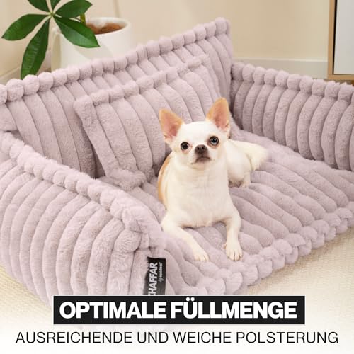 noviclass® Katzensofa Chaffar | Katzenbett Hundebett Hundesofa | Orthopädische Matratze | Moderner Stil | Cord-Design Größen (Zartrosa, M (80cm))