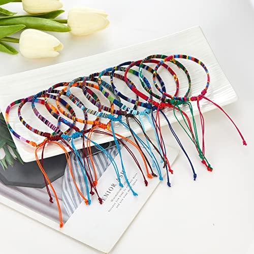 Uttmo 12Pcs Boho Surfer Anklet Bracelet For Women, Waterproof Handmade Adjustable String Rope Unisex Beach Anklet Colorful Ankle Pride Bracelet Bohemia Anklet For Women Teen Girls #TOP2
