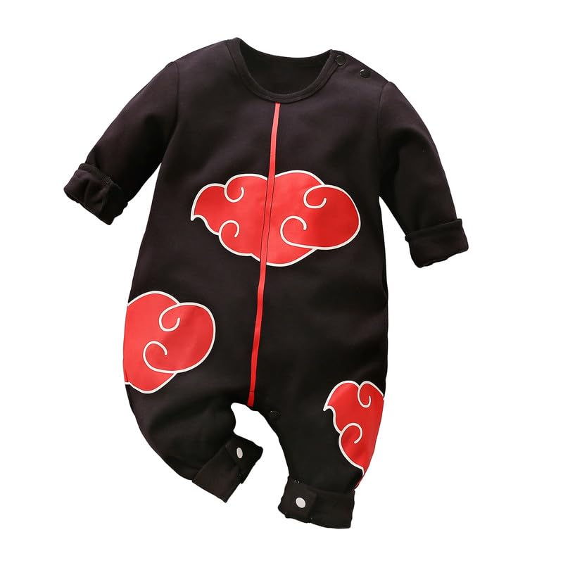 Image of IURNXB Baby Clothes Long Sleeves Newborn Jumpsuits Lovely Cartoon Romper (Black, 0-3 Months)