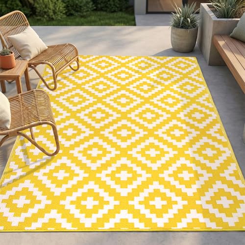 FH Home Outdoor Rug - Waterproof, Fade Resistant, Reversible -