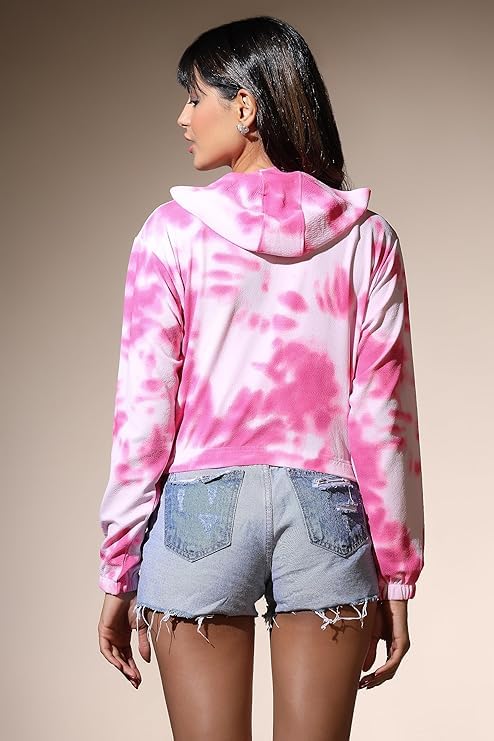 Image of OM SAI LATEST CREATION Women's Western Crop Top with Hoodie Neck & Long Sleeve || Drawstring Pullover Tops || Loose Casual Hoodies for Women Top.