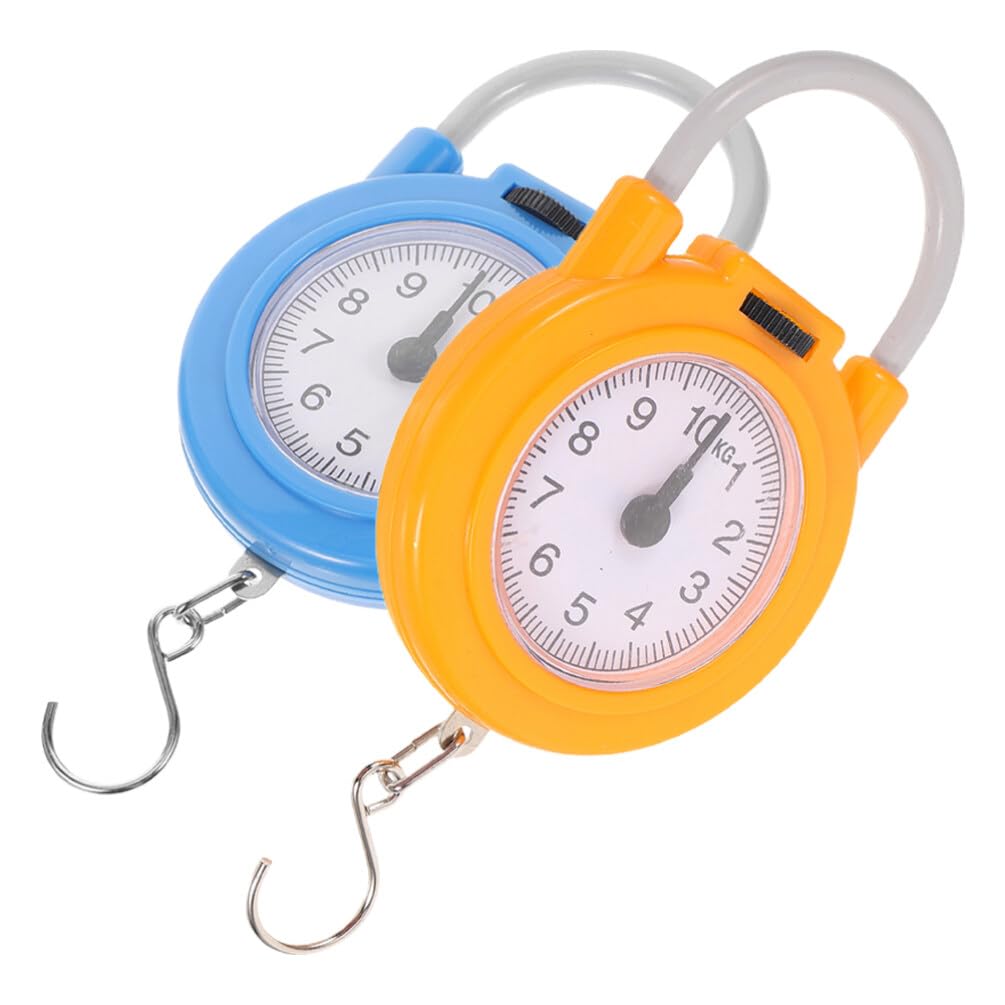 DEARMAMY 2pcs 10kg Large Display Spring Dial Weight Scale & Scale Scoop/Chain with Hanging Cradle Steel Construction for Shopping Traveling Kitchen