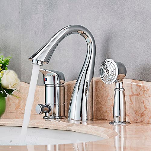 Mitigeur de lavabo avec douchette intégrée en chrome poli pour éliminer les éclaboussures