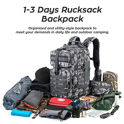 Gelindo Military Tactical Backpack, Army Molle Bag, Assault Backpacks, Small Rucksack for Hunting, Camping, Trekking, School, 35L