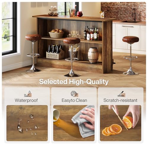 Tribesigns 160 CM Bar Table, 2-Tier Bar Cabinet Height Pub Table with Footrest, Modern Coffee Cabinet for Home Kitchen, Large Home Unit Liquor Furniture, Bistro, Dining Room, Living Room, Brown