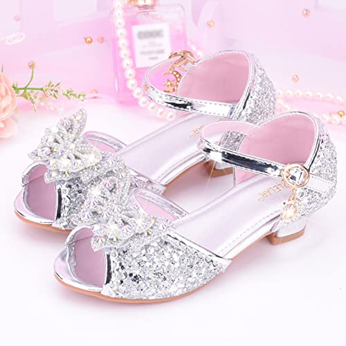 Girls Butterfly 𝐂rystal Part𝘆 Wedding Sandals Princess Open Toe Heels Shoes Kids Formal Indoor Slides for Girls2